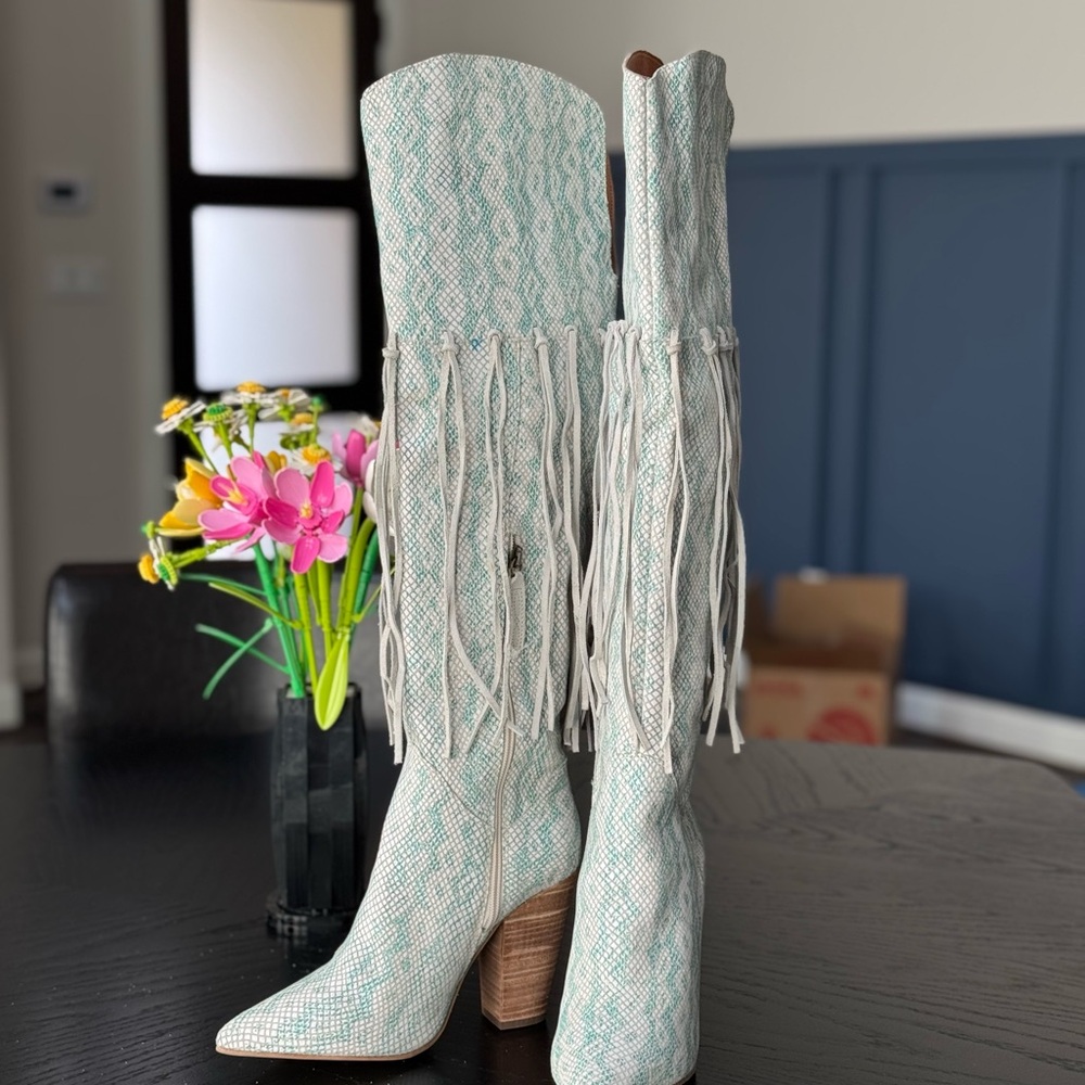 Dingo Kitty Kat Turquoise Boots Size 7.5
